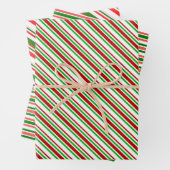 Rood, wit, groen met Kerstmis geïnspireerde strepe Inpakpapier Vel (In situ)