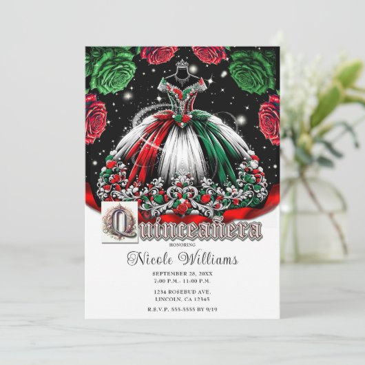 Rood Wit Groen Mis Quince Anos 15 Quinceañera Kaart (Staand voorkant)