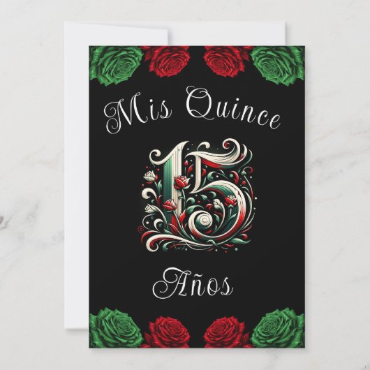 Rood Wit Groen Mis Quince Anos 15 Quinceañera Kaart (Achterkant)