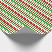 Rood, wit, groen patroon van strepen cadeaupapier (Hoek)