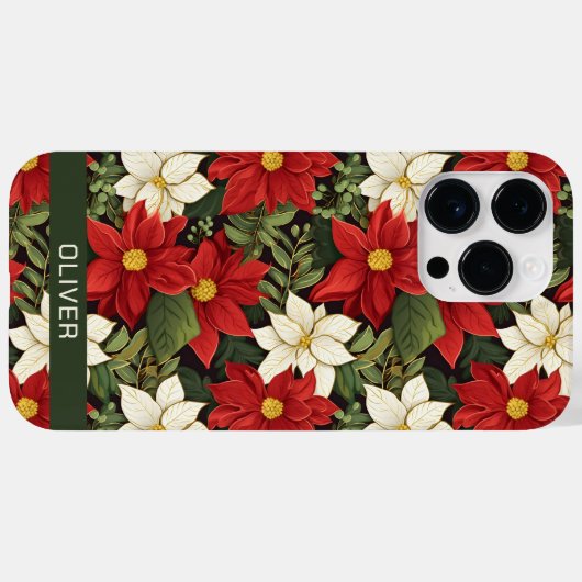 Rood wit groen poinsettia bloemen patroon Case-Mate iPhone case (Achterkant (horizontaal))