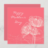 Rood & Wit Hand geschilderd Lineair Bloem Moederda Feestdagenkaart (Voorkant / Achterkant)