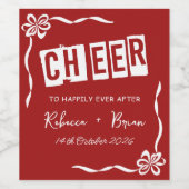 Rood & Wit Hand Getrokken Boog Schets bruiloft Wijn Etiket (Enkel label)