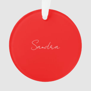 Rood wit handgeschreven minimalistisch Jouw naam Ornament