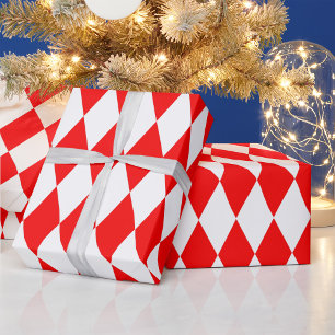 Rood Wit Harlequin Diamonds Checkers Ontwerp Cadeaupapier