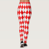 Rood Wit Harlequin Diamonds Checkers Ontwerp Leggings (Achterkant)