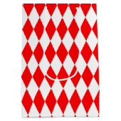Rood Wit Harlequin Diamonds Checkers Ontwerp Medium Cadeauzakje (Achterkant)