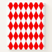 Rood Wit Harlequin Diamonds Checkers Ontwerp Notitieboek (Achterkant)