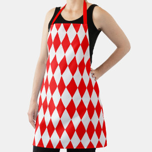 Rood Wit Harlequin Diamonds Checkers Ontwerp Schort