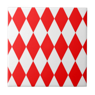 Rood Wit Harlequin Diamonds Checkers Ontwerp Tegeltje