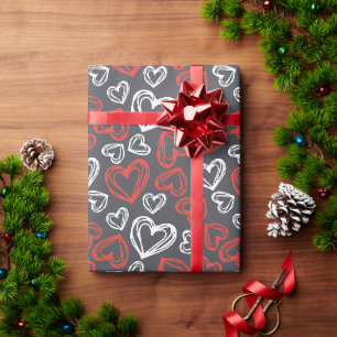 Rood & Wit Hart Cadeaupapier