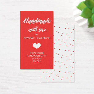 Rood & Wit Hart Handgemaakt met liefde Visitekaartjes