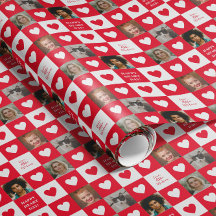 Rood wit hartbord met foto's Valentijn