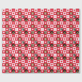 Rood wit hartbord met foto's Valentijn Cadeaupapier (Vlak)