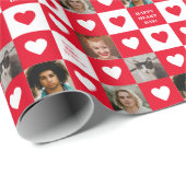 Rood wit hartbord met foto's Valentijn Cadeaupapier (Rol Hoek)