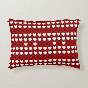 Rood-Wit Hartpatroon Accent Kussen