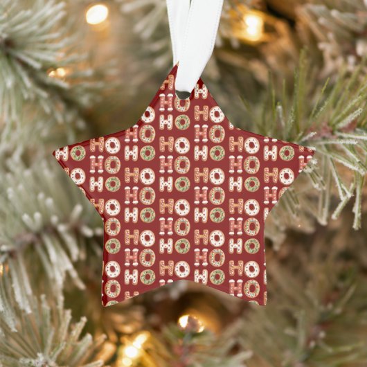 Rood Wit Ho Ho Ho Gingerbread Cookie Kerstmis Ornament (Boom)