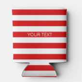 Rood wit horizontaal Preppy Stripe Name Monogram Blikjeskoeler (Achterkant)