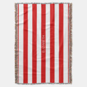 Rood wit horizontaal Preppy Stripe Name Monogram Deken (Voorkant Verticaal)