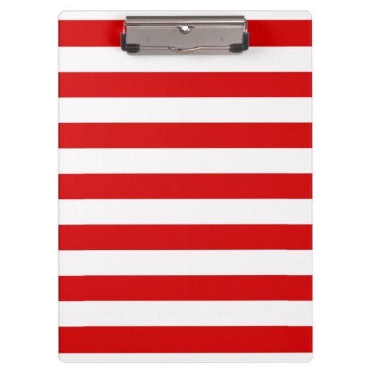 Rood wit horizontaal Preppy Stripe Name Monogram Klembord (Voorkant)