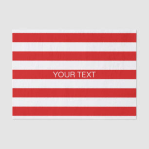 Rood wit horizontaal Preppy Stripe Name Monogram Tissuepapier