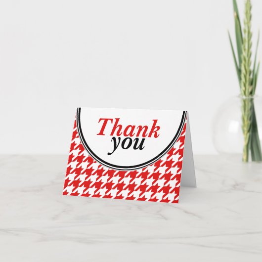 Rood & Wit Houndstooth aangepaste Dank u kaart (Voorkant)
