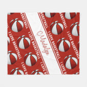 Rood wit Ik hou van basketbalmeiden sportdecor Fleece Deken (Voorkant (Horizontaal))