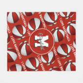 rood wit Ik hou van basketbalteamkleuren Fleece Bl (Voorkant (Horizontaal))