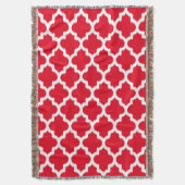 Rood & Wit Ikat Quatrefoil Patroon Deken (Voorkant Verticaal)