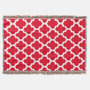 Rood & Wit Ikat Quatrefoil Patroon Deken