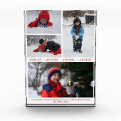 Rood Wit JOYFUL Kerstmis 4 Foto Familie Collage (Voorkant)