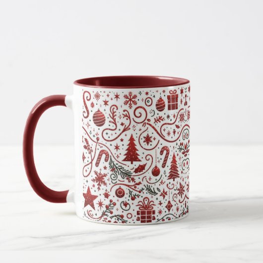 Rood Wit Kerst Mok (Links)