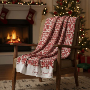 Rood Wit Kerst Snoep Patroon#13 ID1009 Fleece Deken