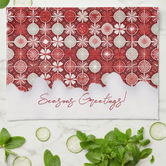 Rood Wit Kerst Snoep Patroon#13 ID1009 Theedoek (Gevouwen)