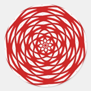 Rood wit kerstfeest Moderne cirkel design patroon Ronde Sticker
