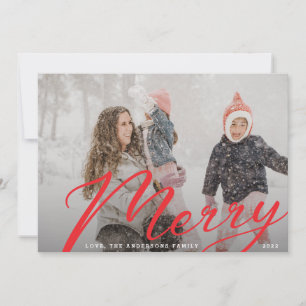 Rood & Wit Kerstmis Kerst Familie Foto Feestdagenkaart