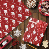 Rood Wit Kerstmis Tribal Dragon Cadeaupapier