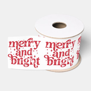 Rood & Wit Kerstmis Vrolijk & Helder Feestdag Grosgrain Lint