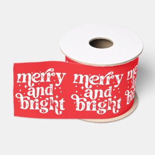 Rood & Wit Kerstmis Vrolijk & Helder Vakantie Grosgrain Lint
