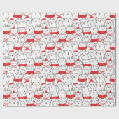 Rood Wit Kitty Katten Grappig Kerst Vakantie Gift Cadeaupapier (Vlak)