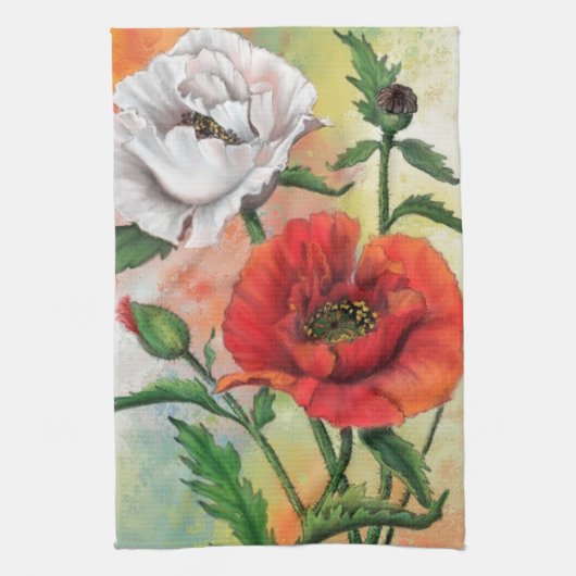 Rood Wit Klaprozen Keukenhanddoek Klaproos Bloemen (Verticaal)