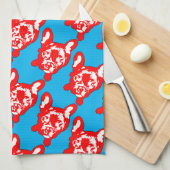Rood Wit Leuk Frans Bulldog Theedoek (Quarter Fold)