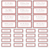 Rood Wit Lijst Gemengde Gast Adresetiketten Sticker (Voorkant)