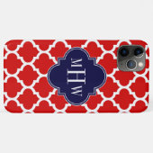 Rood, wit Marokkaans #5 Navy 3 Initiaal monogram Case-Mate iPhone Case (Achterkant (horizontaal))