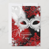 Rood wit mask Masquerade Sweet 16 Kaart (Voorkant)