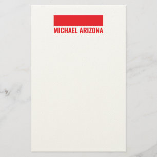 Rood & Wit Minimalistisch Eenvoudig Gewone Naam Briefpapier