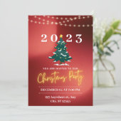 Rood Wit Modern Neon Kerstfeest uitnodiging (Staand voorkant)