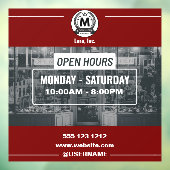 Rood Wit Monochroom Eenvoudig Openingsuren Winkel Raamsticker (Vel 3)