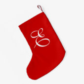 Rood & Wit Monogram Kerstmis Kous Kleine Kerstsok (Achterkant (Hangend))