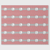 Rood wit monogram Letter L Chevron Cadeaupapier (Vlak)